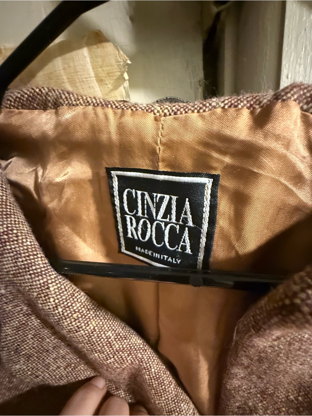 Cinzia Rocca Icons Brown Textured Blazer with Tan Lining
